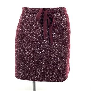 Loft Drawstring Textured Wine Jogger Skirt NWT